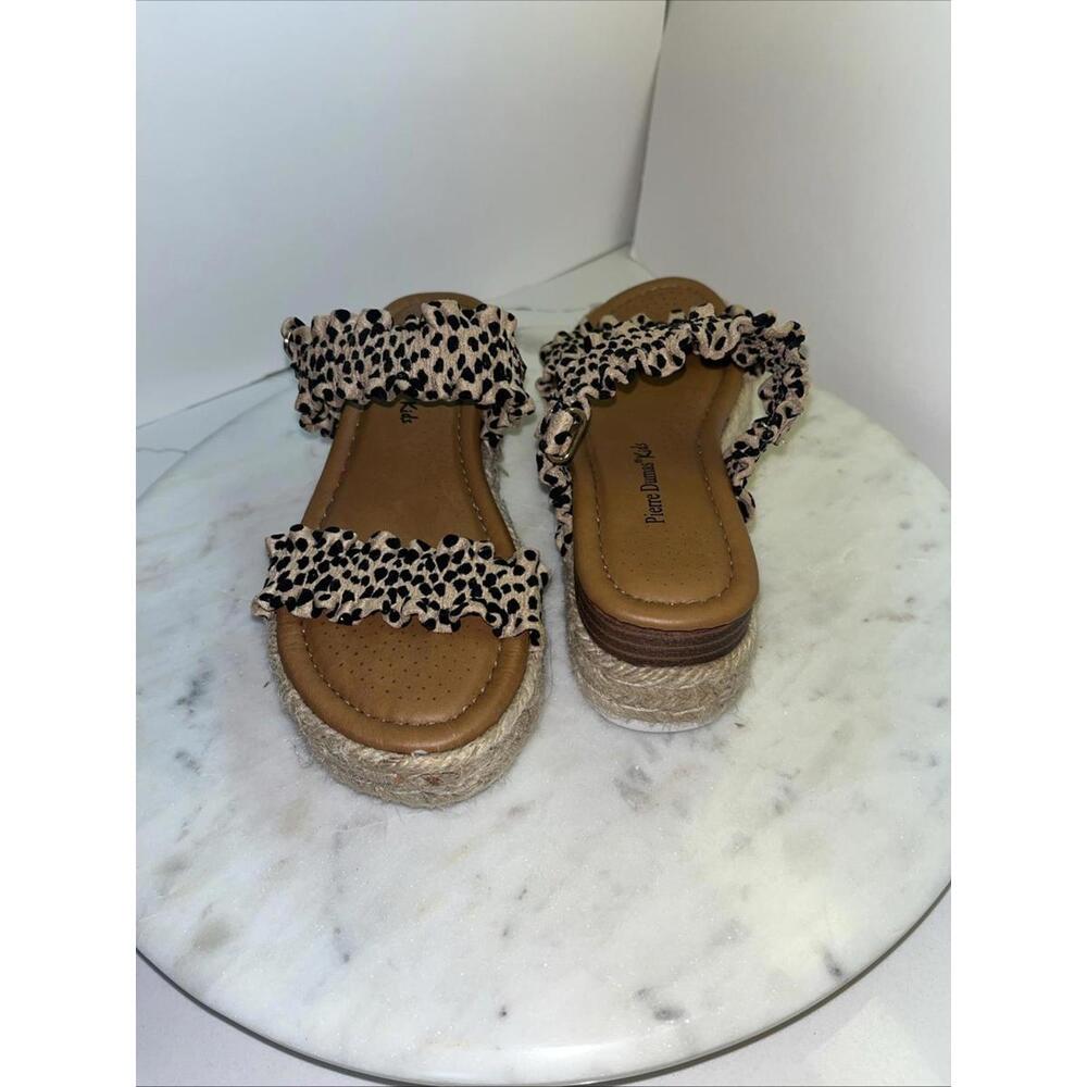 Youth Size Pierre Dumas Girls Leopard Print Espadrille Platform Sandals